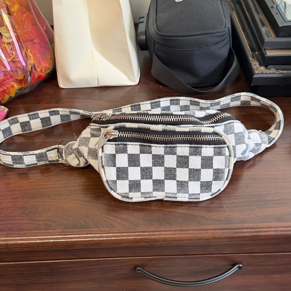 Checkered Black and White Men's Bag